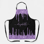 Paarse Glitter-schijven - Gepersonaliseerd zwart S Schort (Voorkant)