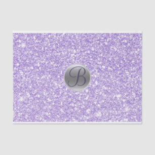 Paarse Glitter Schitter Glam Monogram Initiaal Tissuepapier
