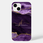 Paarse Glitter-scriptnaam Agate Gold Glitter Case-Mate iPhone Case (Achterkant)