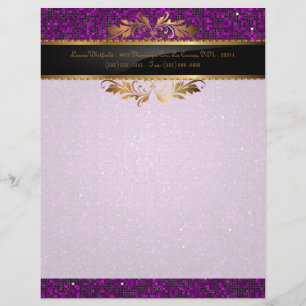 Paarse Glitter Sequin Disco Letterhead briefpapier Gepersonaliseerd Briefhoofd