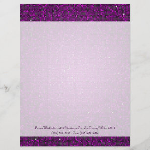 Paarse Glitter Sequin Disco Letterhead briefpapier Gepersonaliseerd Briefhoofd