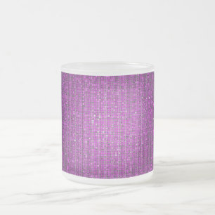 Paarse Glitter Sequin Frosted Glass Coffee Mok Cup