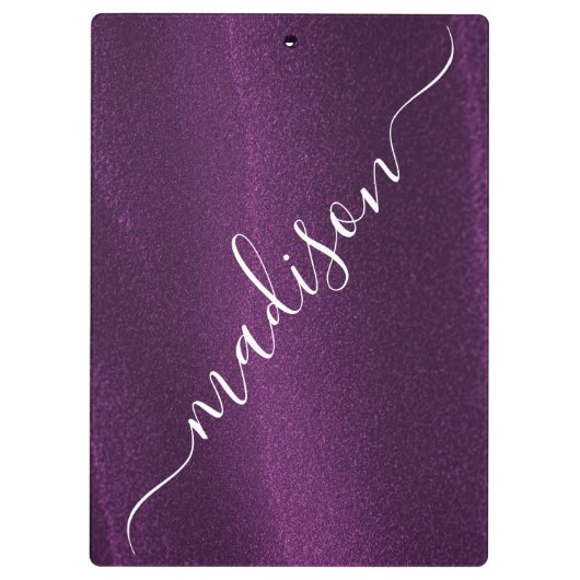 Paarse Glitter Shimmer Aangepaste Aangepaste Naam Klembord (Achterkant)