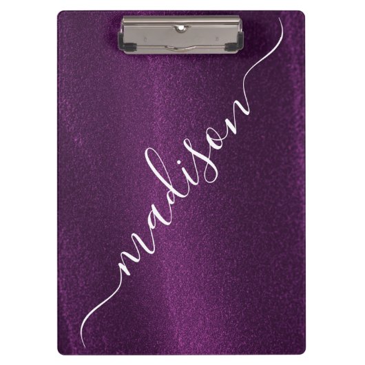 Paarse Glitter Shimmer Aangepaste Aangepaste Naam Klembord (Voorkant)