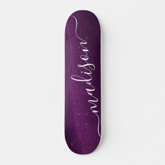 Paarse Glitter Shimmer Aangepaste Aangepaste Naam Skateboard (Voorkant)