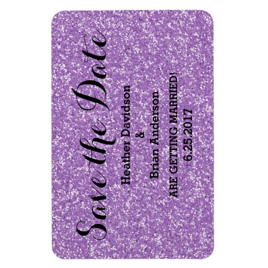 Paarse glitter sparen de Datum Flexi Magnet Magneet (Verticaal)