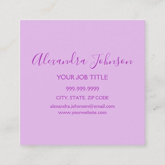 Paarse Glitter Sparkle Eyelash Extensions Vierkante Visitekaartje (Achterkant)