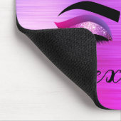 Paarse Glitter Sparkle Eyelashes Monogram Naam Muismat (Hoek)