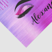 Paarse Glitter Sparkle Eyelashes Monogram Naam Tissuepapier (Detail)