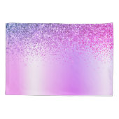 Paarse Glitter Sparkle Glam Metal Monogram Naam Kussensloop (Achterkant)