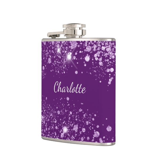 Paarse glitter sparkle heupfles (Links)