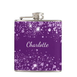Paarse glitter sparkle heupfles