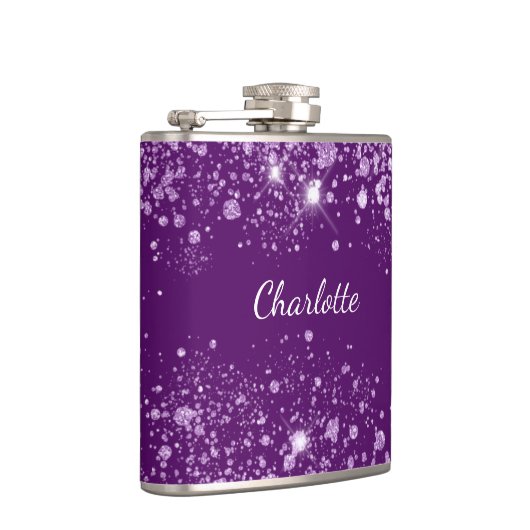 Paarse glitter sparkle heupfles (Rechts)