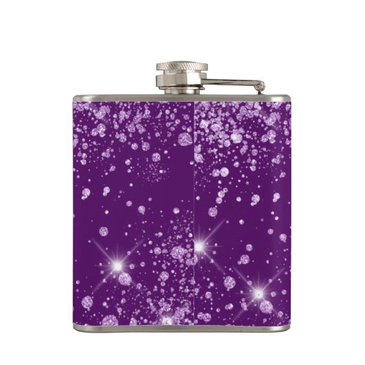 Paarse glitter sparkle heupfles (Achterkant)