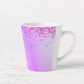 Paarse Glitter Sparkle Metal Monogram Naam Latte Mok (Rechts)