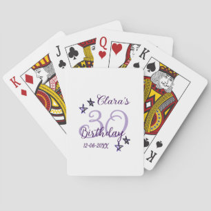 Paarse glitter sterren 30ste verjaardag moderne re pokerkaarten