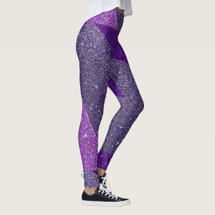 Paarse glitter stijl leggings