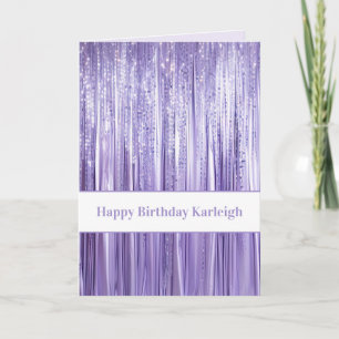 Paarse Glitter Strepen Verjaardag Kaart
