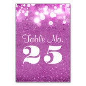 Paarse glitter string lichten tafel nummer kaart (Achterkant)