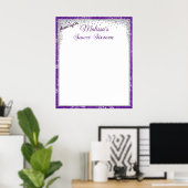 Paarse glitter Sweet Sixteen Sparkle Pareltjes Poster (Thuiskantoor)