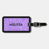 Paarse glitter textuur print bagagelabel (Voorkant horizontaal)