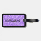 Paarse glitter textuur print bagagelabel (Achterkant horizontaal)