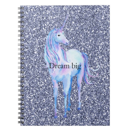 Paarse Glitter Unicorn Notitieboek (Voorkant)