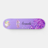 Paarse glitter unicorn skateboard (Horizontaal)
