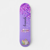 Paarse glitter unicorn skateboard (Voorkant)