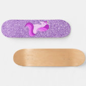 Paarse glitter Unicorn Skateboard Deck (Horizontaal)