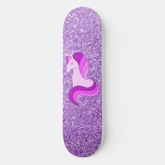 Paarse glitter Unicorn Skateboard Deck (Voorkant)