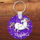 Paarse Glitter Unicorn Sleutelhanger (Voorkant)