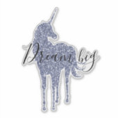 Paarse Glitter Unicorn Sticker (Voorkant)