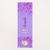 Paarse glitter unicorn yogamat (Voorkant)