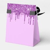 Paarse glitter van het feest druipt glamoureus bedankdoosjes (Achterkant)