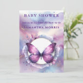 Paarse glitter vlinder Baby shower Kaart (Staand voorkant)