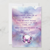 Paarse glitter vlinder Baby shower Kaart (Achterkant)