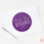 Paarse Glitter Wedding Favor Ronde Sticker (Envelop)