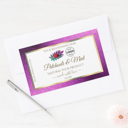 Paarse Glitter White Product Labels Ladybug Logo (Envelop)