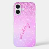 Paarse Glitter & Witte Sterren, Script Naam Case-Mate iPhone Case (Achterkant)
