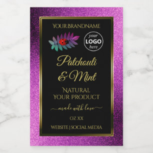 Paarse Glitter Zwarte Productlabels Lieveheersbees Voedselcontainer Etiket