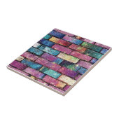 Paarse glitterbaksteenpatroon tegeltje (Zijkant)