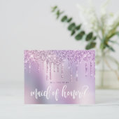 Paarse glitterdruppels zullen mijn eerwraak zijn uitnodiging briefkaart (Staand voorkant)