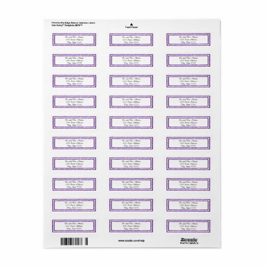 Paarse Glittered Trim - het Etiket van het Adres v (Full Sheet)