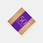 Paarse & Glitterij 50 & Fabulous 50ste Verjaardag Servet (Hoek)