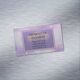 Paarse glitterijsterstrips met tapijt Magnet Visitekaartje Magneet