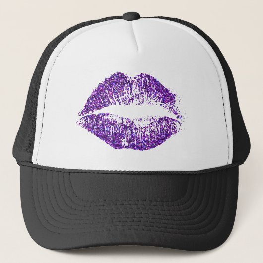 Paarse glitterliften trucker pet (Voorkant)