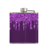 Paarse glitters glanzende initiaal naam script heupfles (Achterkant)