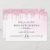 paarse glitters huis warming party uitnodiging (Voorkant / Achterkant)