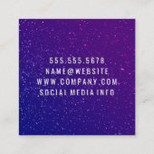 Paarse Glitters | Kam en Schaar Vierkante Visitekaartje (Achterkant)